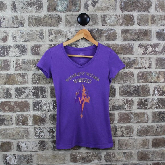 Harry Potter Weasleys Wizard Wheezies Purple Orange V Neck Shortsleeve Top Wom S - Picture 1 of 4